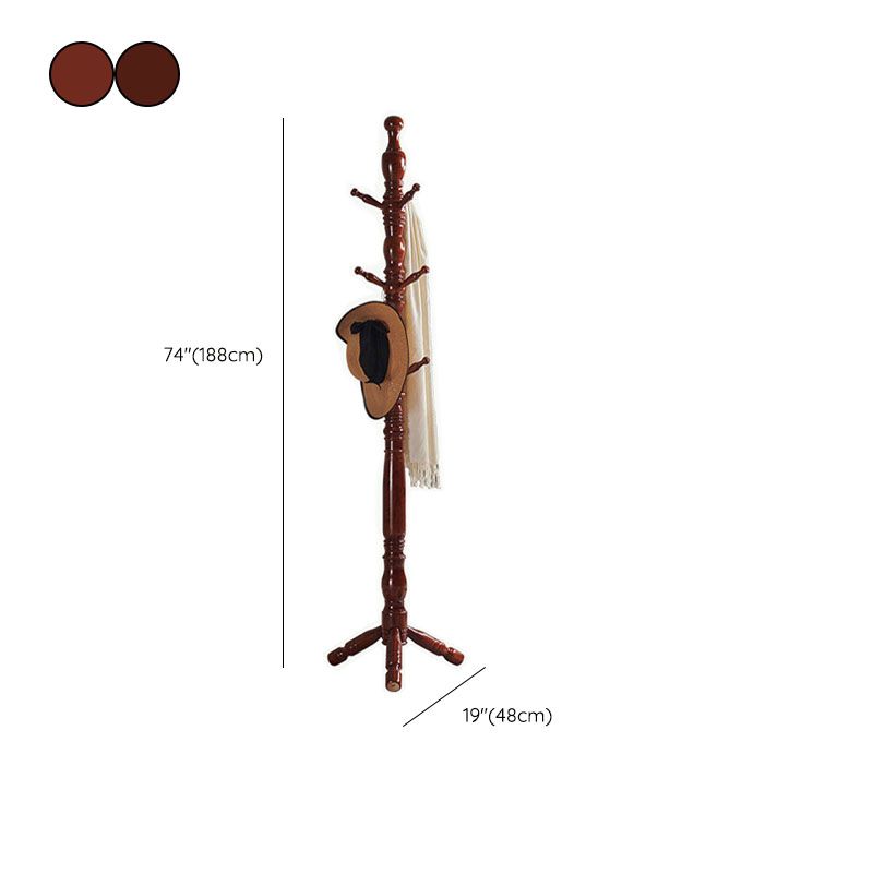 Solid Wood Entrance Coat Rack Traditional Style Simple Home Floor Coat Hanger