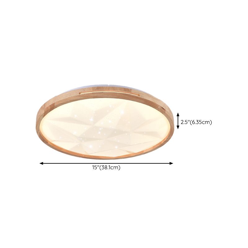 Modern Wooden Flush Mount Lamp Acrylic Shade Led Flush Mount for Bedroom