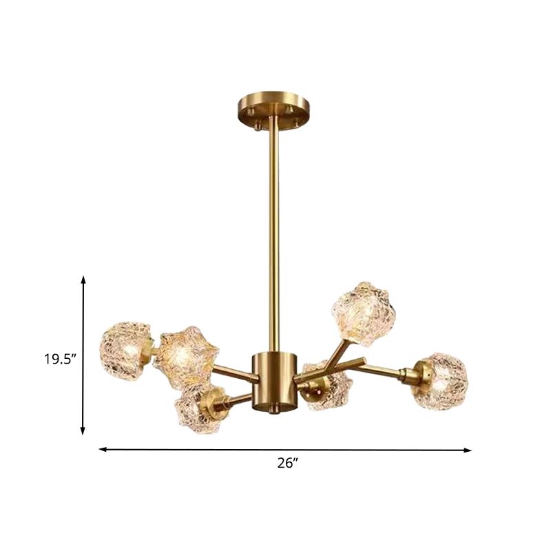 Lampadella a blocchi di cristallo a 6 bulba Light Light Modern Brass Starburst Dining Room Aione a sospensione