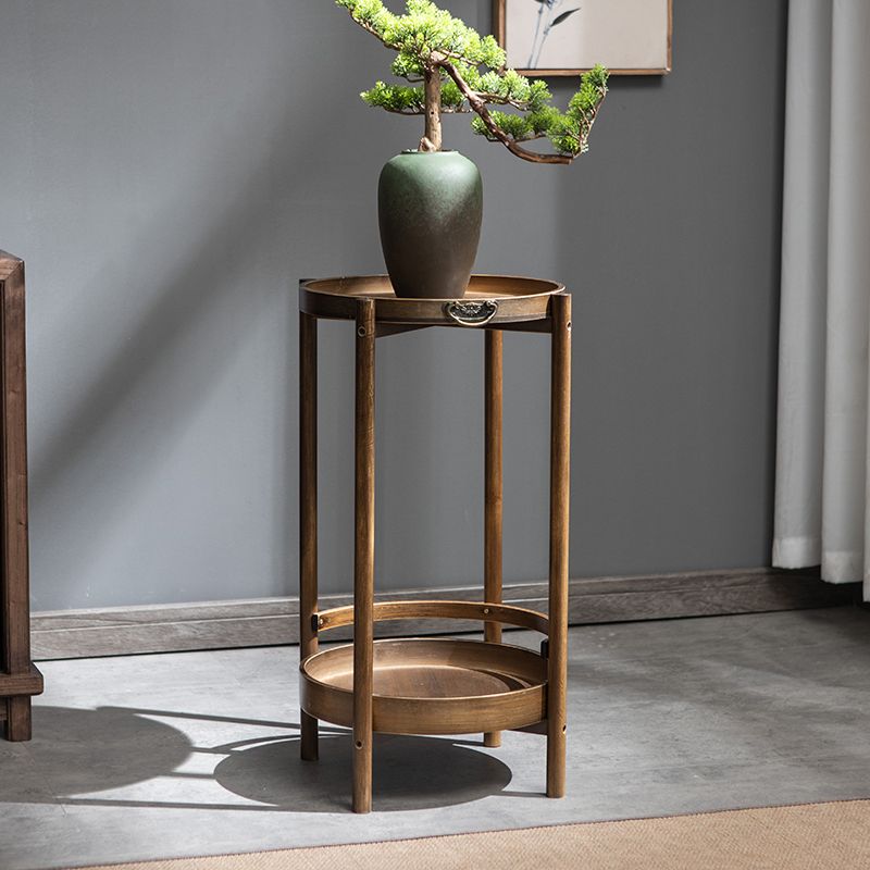 Wood End Table Round/Rectangular Side End Table with Storage