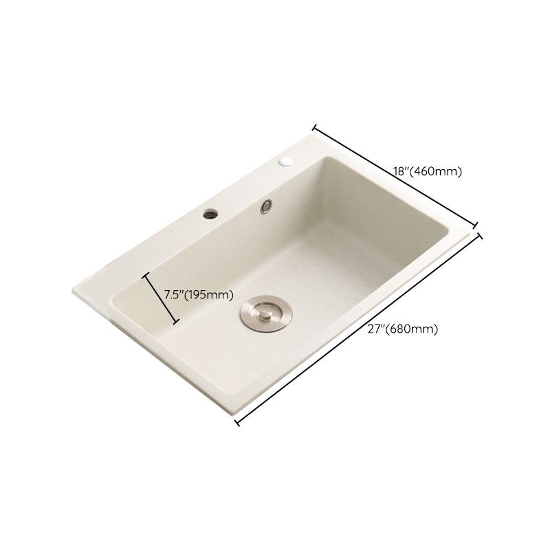 Beige Granite Kitchen Sink with Basket Strainer 2 Holes Sink