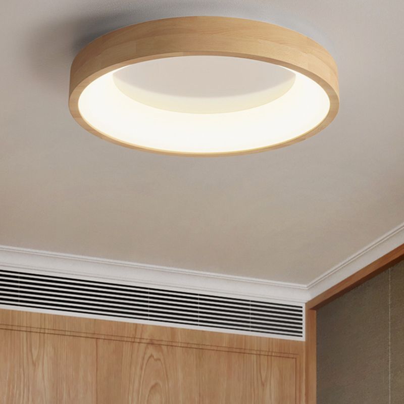 Japanese Style LED Wooden Ceiling Light Circle Shape Ceiling Lamp for Bedroom