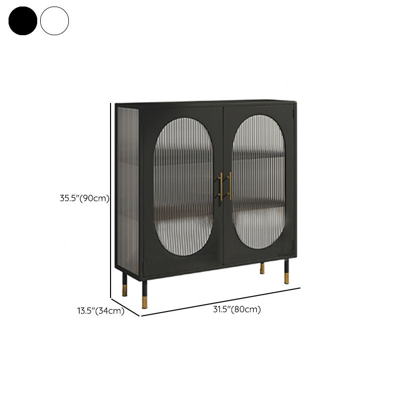 Contemporary Metal Curio Cabinet Glass Doors Display Cabinet with Doors