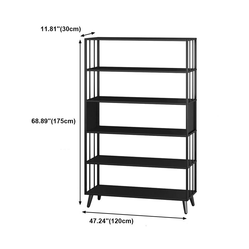 Modern Style Metal Bookshelf Black Open Back Bookcase for Home Office