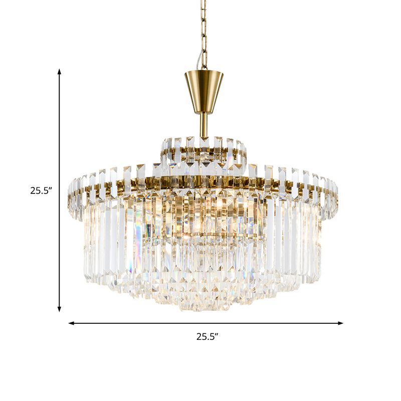 Luminaire de plafond à tambour moderne Crystal 9 LICTES LALLE DE CHANDELIER LASS, 25,5 "/31,5" de large