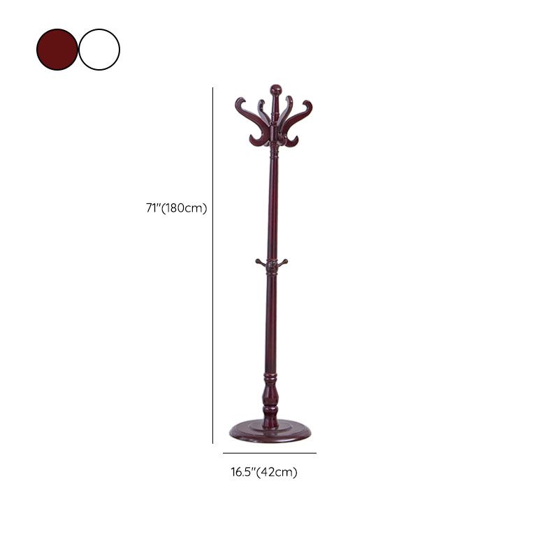 Traditional Coat Rack Plain Solid Wood Coat Rack with Round Bottom