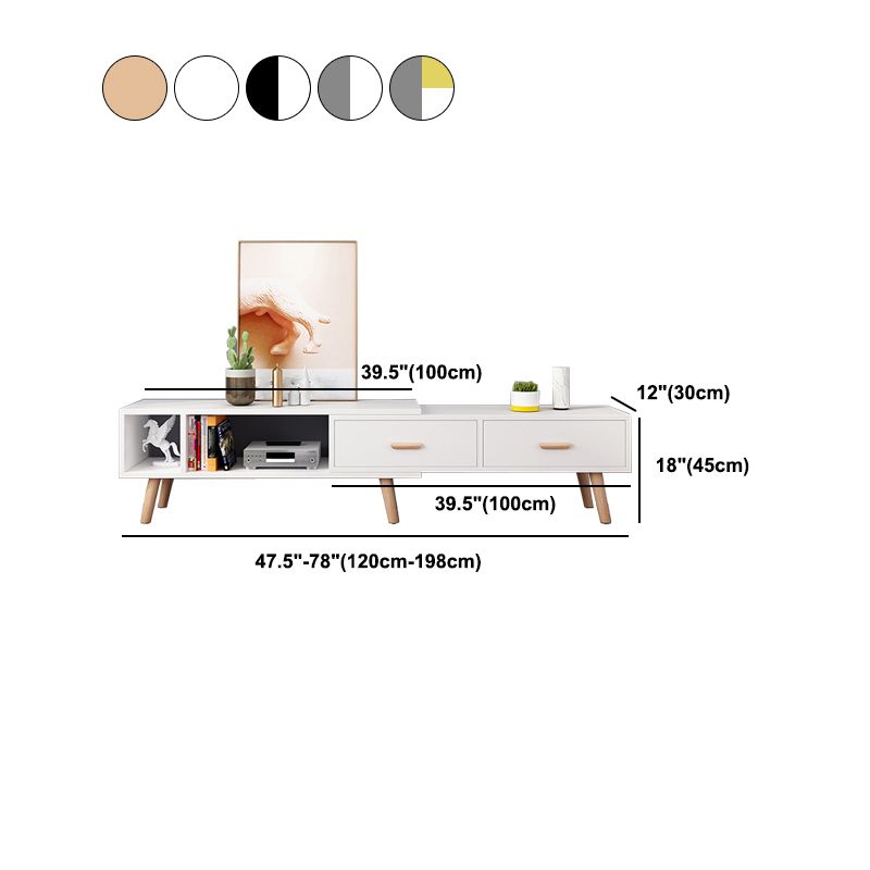 12" - Wide Wood TV Stand , Sliding Nordic TV Console with 2 / 3 / 4 Drawers