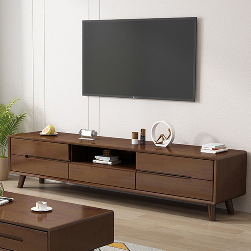 Contemporary Wood TV Stand Console Open Storage TV Media Stand for Living Room