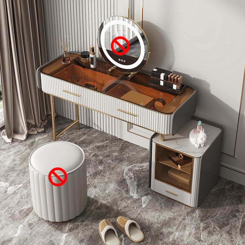 Make-up Vanity Set, Table With Glass Top & Soft Close Drawers