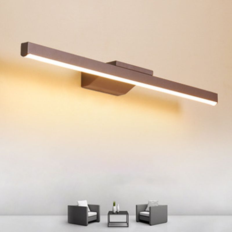 Modern Style Linear Vanity Mirror Lights Metal 1 Light Vanity Sconce Lights in Brown