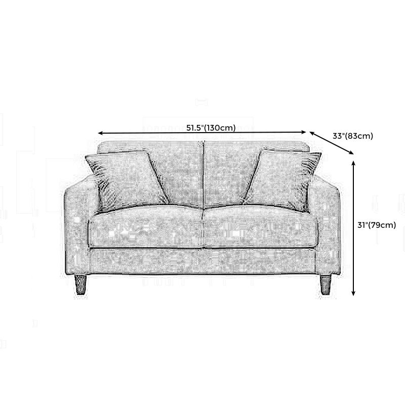 Contemporary 2-seat Sofa Square Arm Settee with Removable Cushions