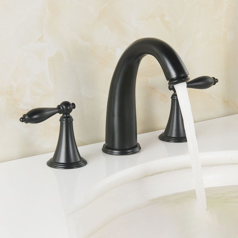 Modern Widespread Sink Faucet Plain Bathroom Double Handle Faucet with Lever Handle