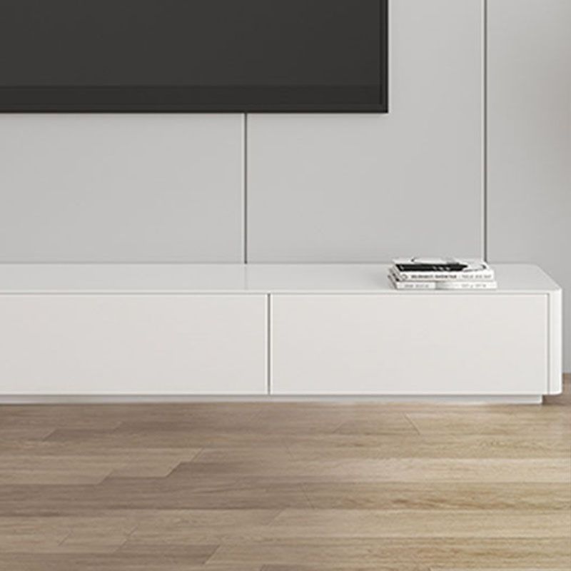 Modern Style White TV Stand, Stone/ Wood TV Console with Drawers