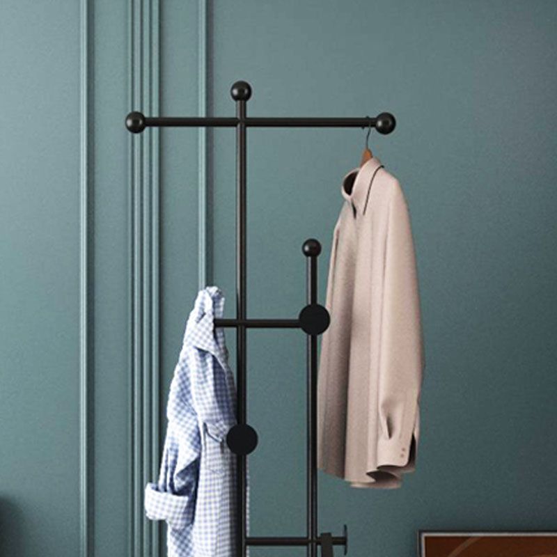 Contemporary Coat Rack Free Standing Coat Hook Metal Hall Stand with Slate Base