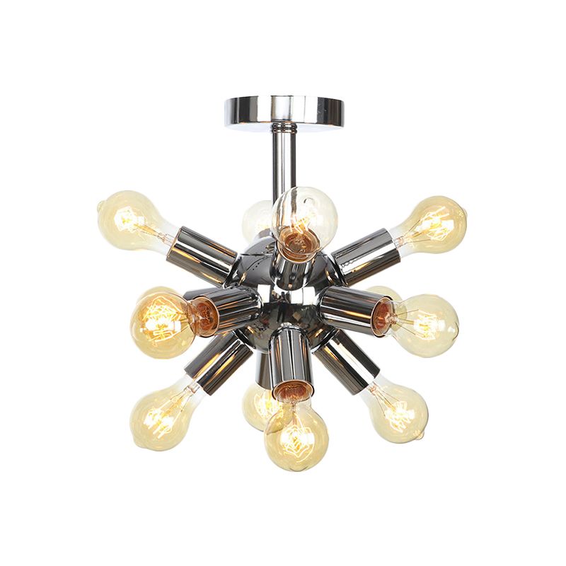 Chrome/Gold Sputnik Semi Flush Mount Vintage Iron 6/9/12 Lights Restaurant Flush Ceiling Lamp Fixture