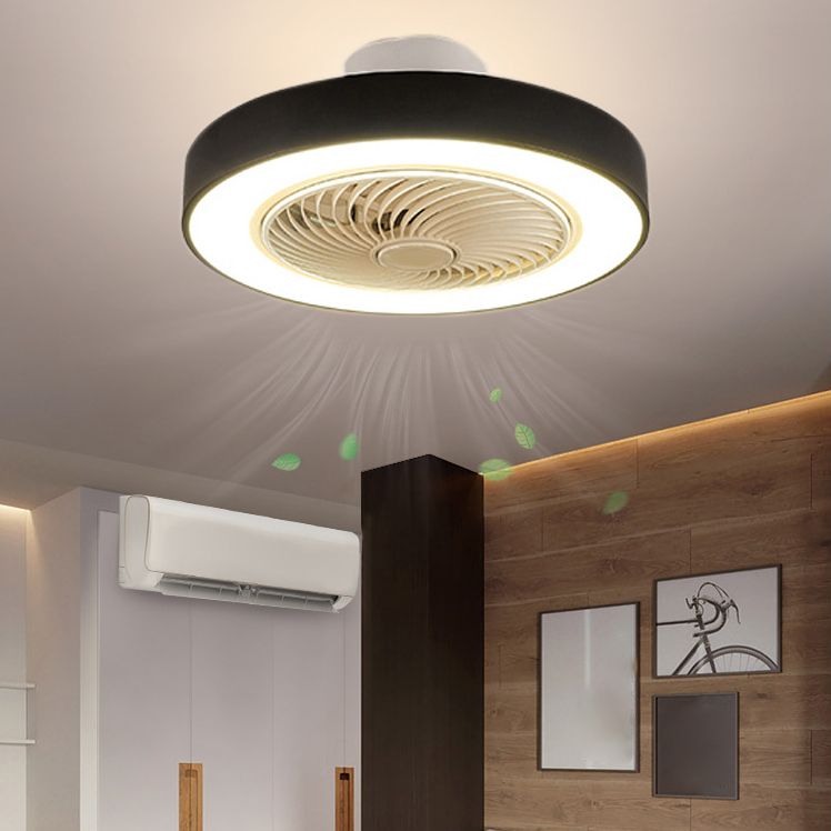 Acrylic Circular LED Ceiling Fans in Modern Style Iron Macaron Ceiling Fan Light for Interior Spaces