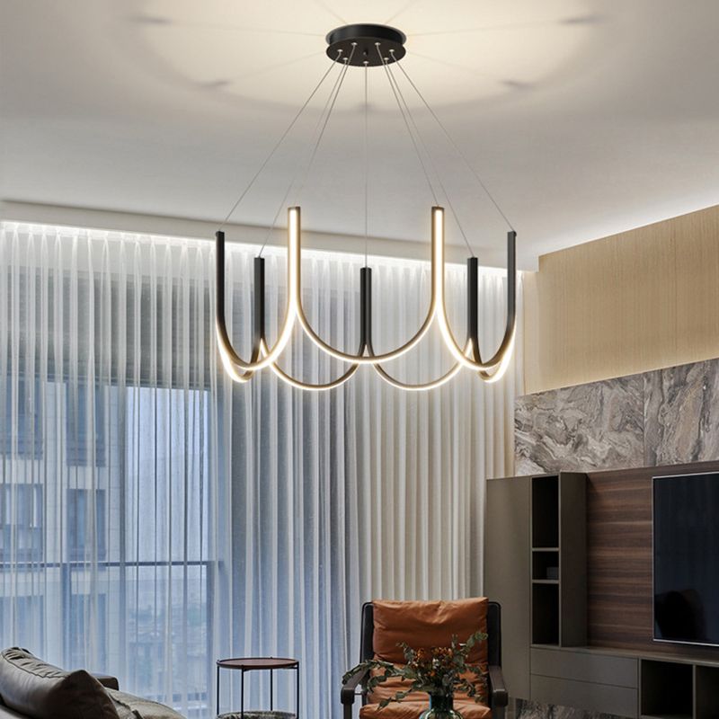 Modern Style Unique Chandelier Metal Multi Light Hanging Lamp for Living Room