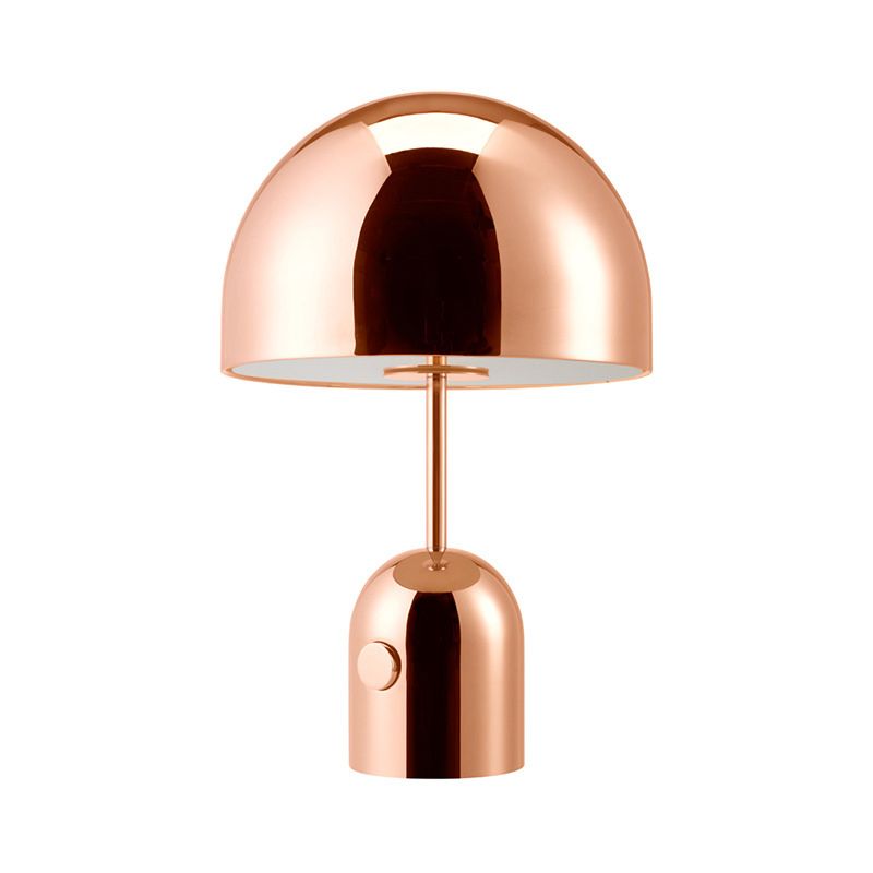 1-Head Dining Room Night Lamp Simple Copper Table Light with Dome Metal Shade