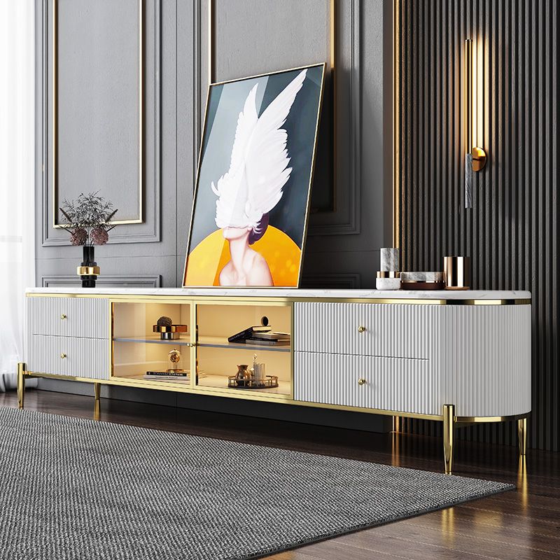 Contemporary TV Console with Storage, 4-Drawer Media Console TV Stand