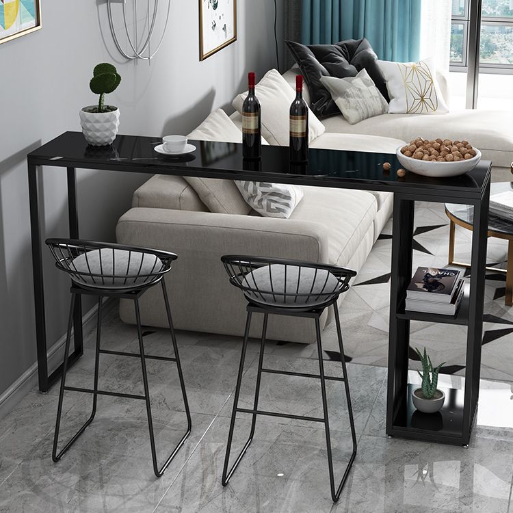 Marble Bar Table with Rectangle Table Top Double Pedestal Table with 41.3-inch Height