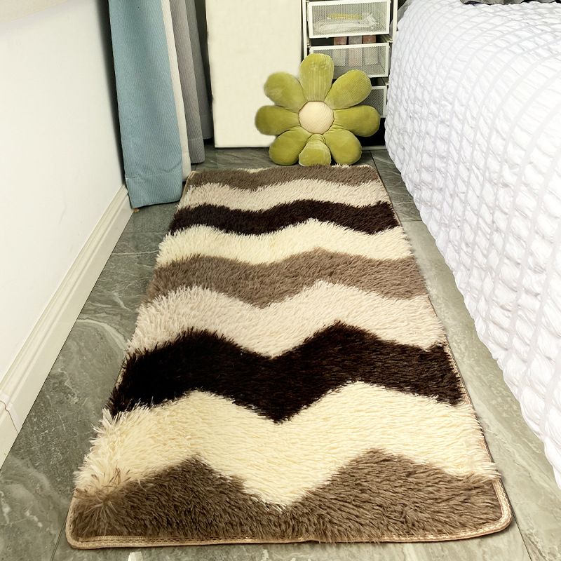 Creative Indoor Rug Argyle Print Polyester Area Carpet Stain Resistant Shag Rug for Home Decor