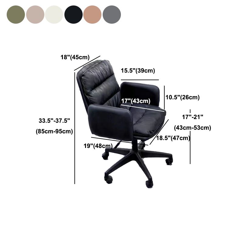 Modern Office Chair Black Nylon Frame Swivel Computer Desk Chair with Padded Arms