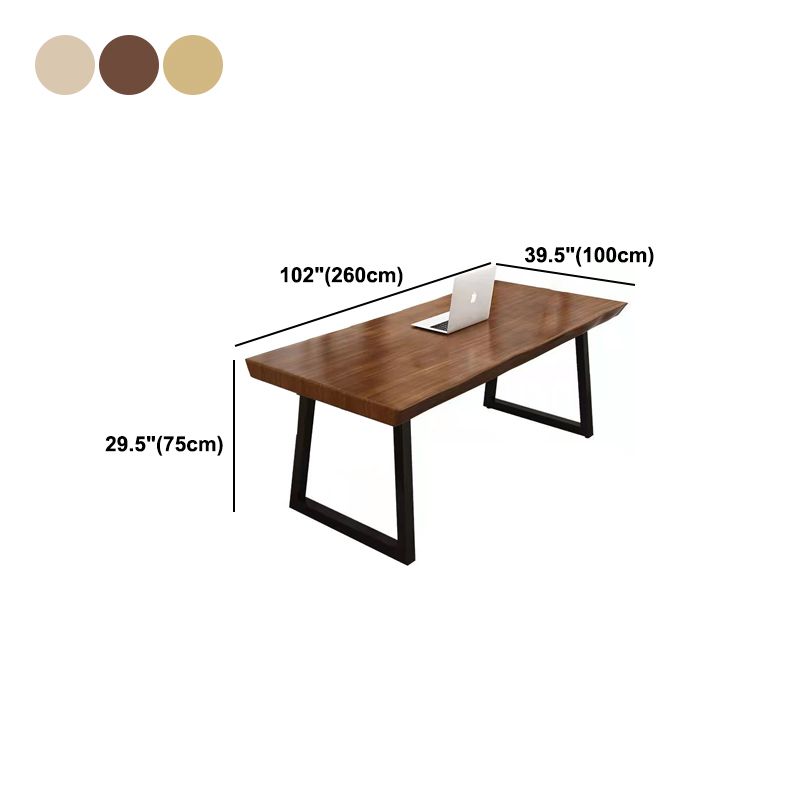 Rectangle Writing Table Industrial Solid Wood Office Desk with Seld Base