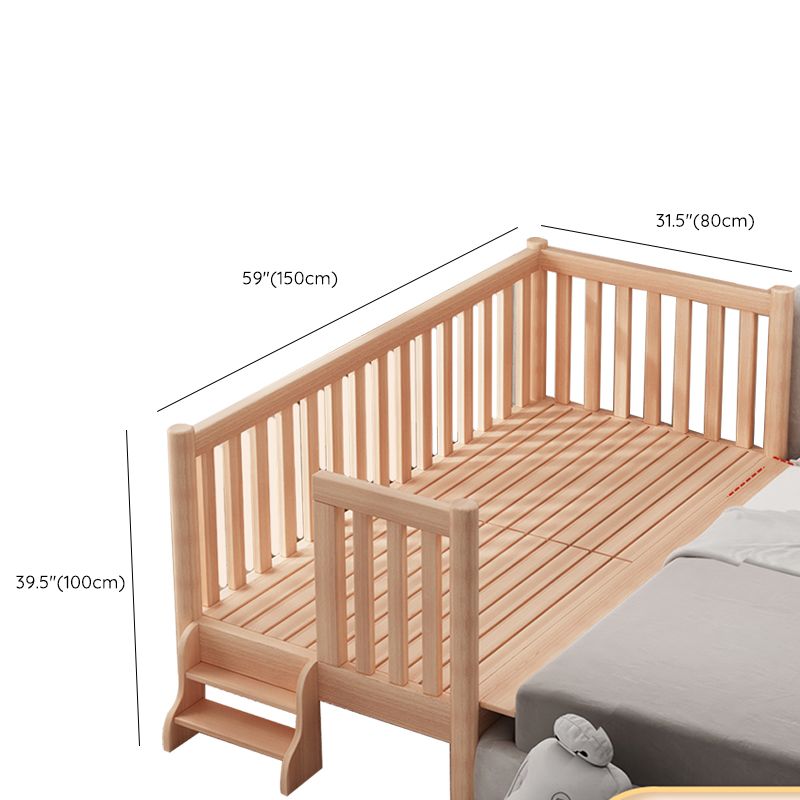 Convertible Solid Wood Baby Crib Glam Nursery Bed with Guardrail