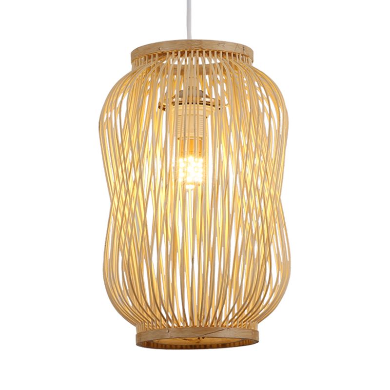 Modernist Style Lantern Design Deckenlampe Bambus 1 Glühenlampe Innenleuchte in Beige