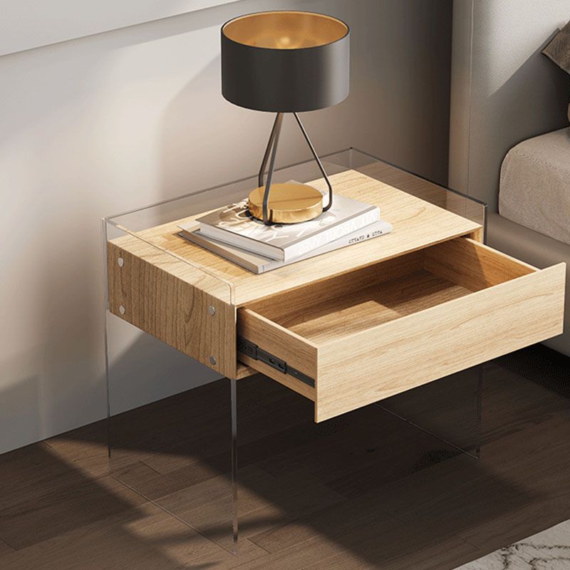 Solid Wood Modern Drawer Storage Night Table 1 Drawer Bed Nightstand