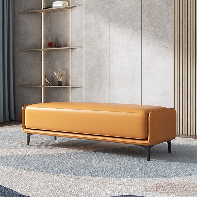 Contemporary Upholstered Bench Rectangle Bedroom Accent Bench with Black Legs