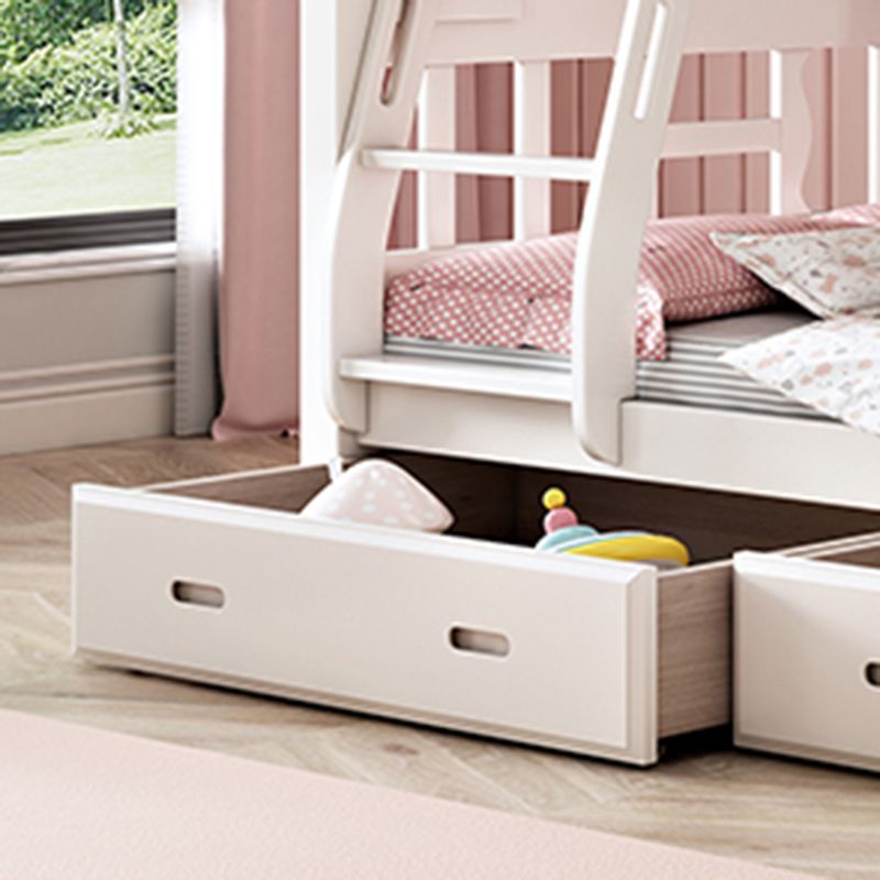 Traditional Style Kid Bed in White Solid Wood Standard Bunk Bed