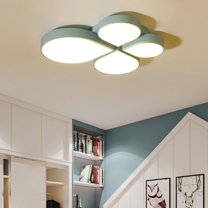 Waterdrop Acrylic Ceiling Light Fixture Nordic White/Pink/Blue Bedroom Flush Mount Lamp in Warm/White Light