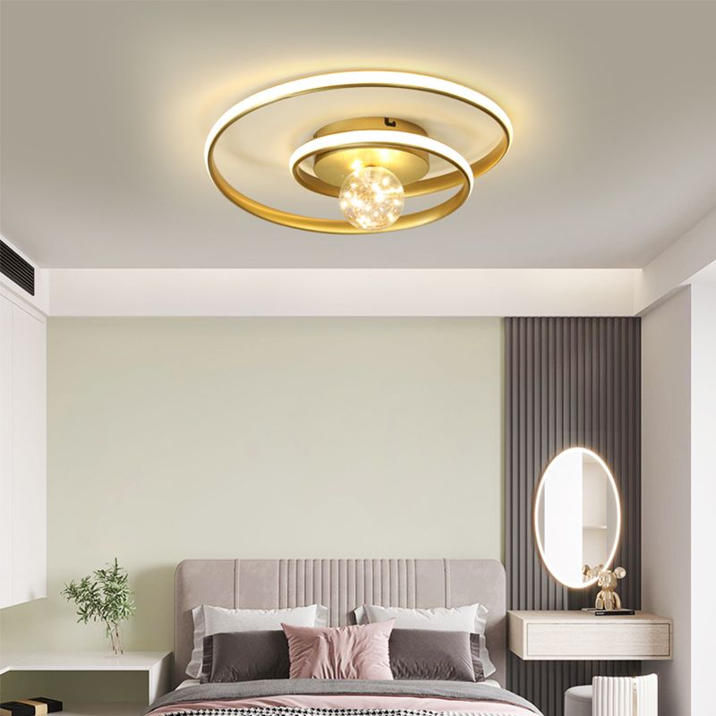 Geometric LED Flush Mount Light with Silica Gel Shade 2 Lights Modern Ceiling Lamp