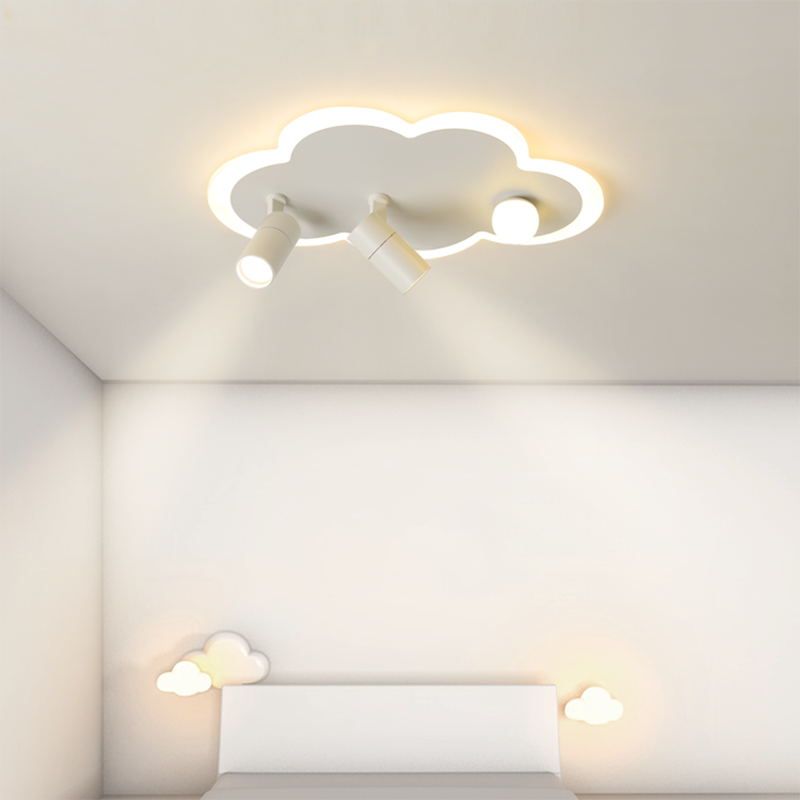 Montaggio semifulto a LED di nuvole bianche in moderno appuntamento a soffitto interno in metallo creativo con ombra acrilica