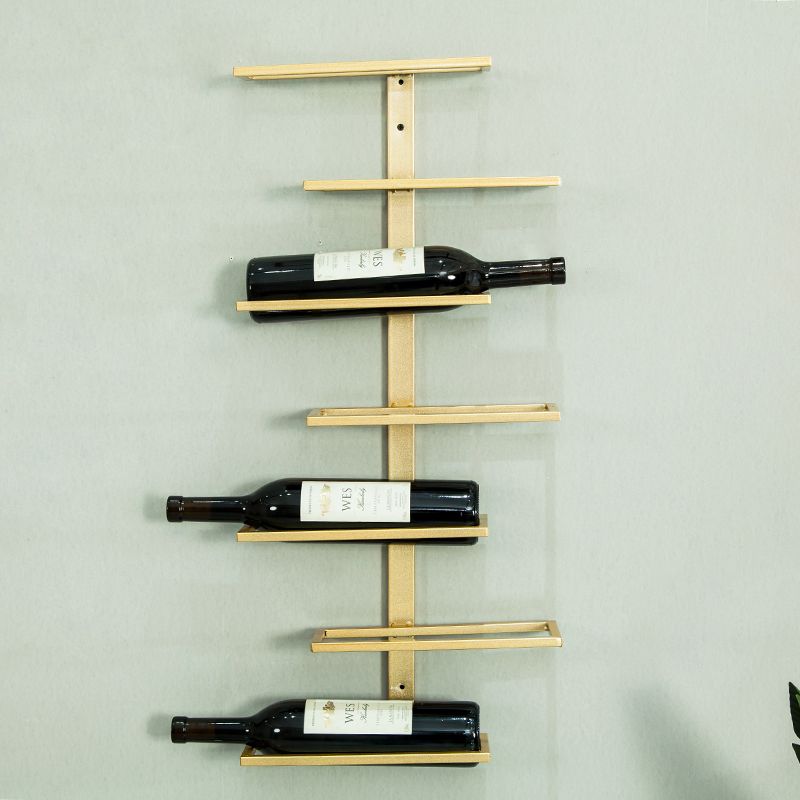 Glam Wall Mounted Wine Rack Bottle Metal Bottle Holder in Gold