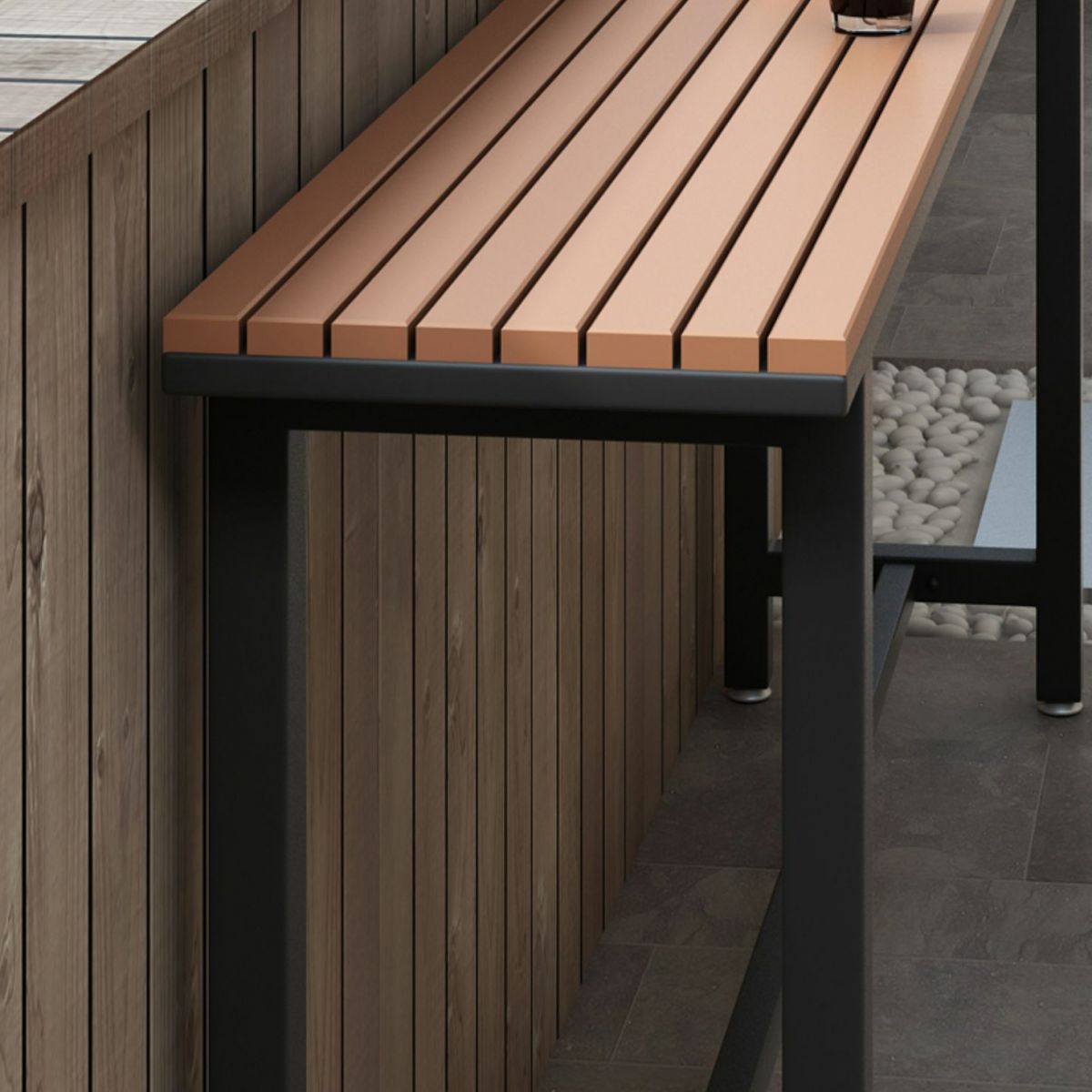 Artificial Wood Bar Dining Table Modern Rectangle Bar Table with Trestle for Balcony