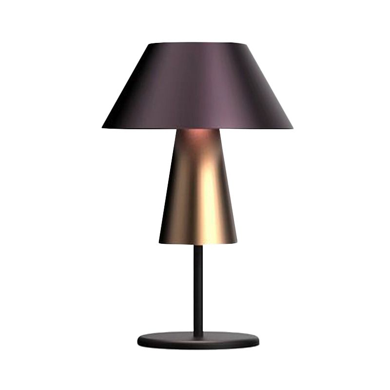 Post-Modern Tapered Nightstand Lamp Metal 1-Light Living Room Night Table Light in Black