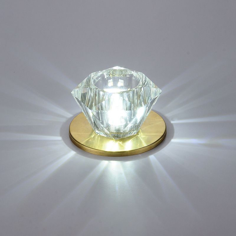 Gemstone Shaped Ceiling Flush Mount Simple Clear Crystal Hallway Flush Light Fixture