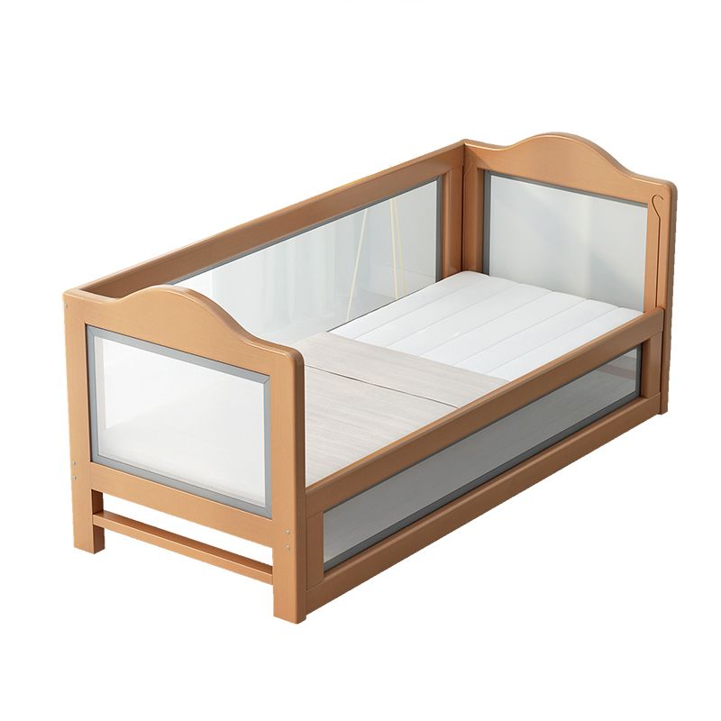 Scandinavian Bed with Guardrail, Solid Wood  Bed  in Natural Finish