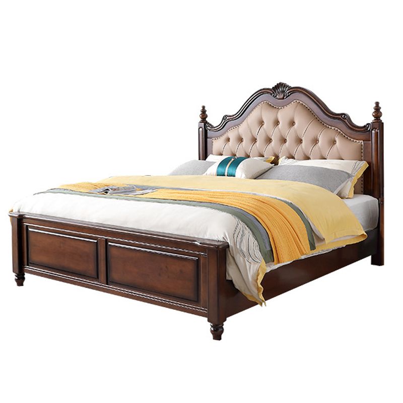Panel Solid Color Bed Frame Solid Wood Bed Frame with Headboard