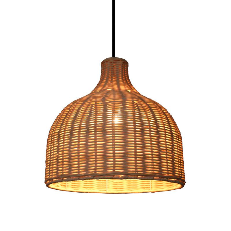 Asia Hanging Ceiling Light Rattan 1-Light Linear Ceiling Pendant Light