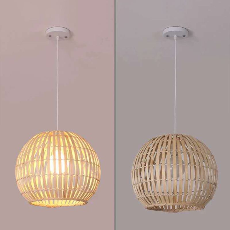 Costrista esférico a mano Asia Art Deco 1 Bulb Bamboo Luz colgante para mesa de comedor