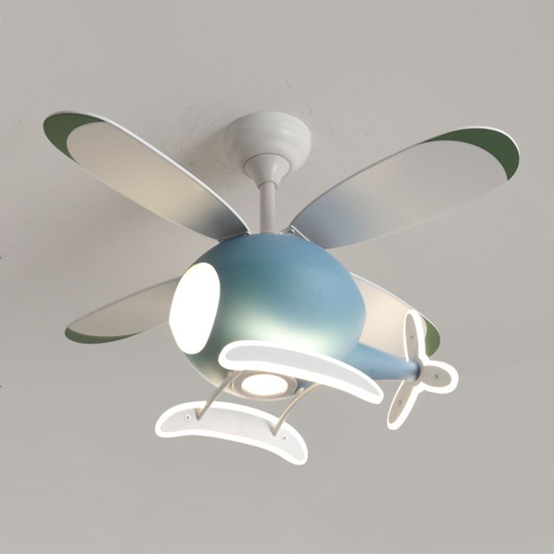 Metal Plane Ceiling Fan Light Kids Style LED Ceiling Lighting