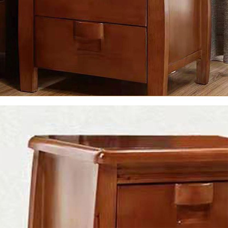 2 Drawers Contemporary Night Table Antique Finish Nightstand