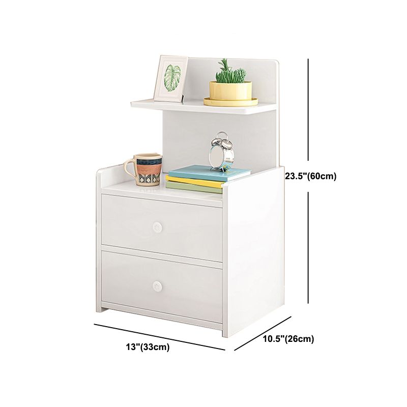 Modern Imitation Wood Nightstand Drawer Storage Open Storage Night Table