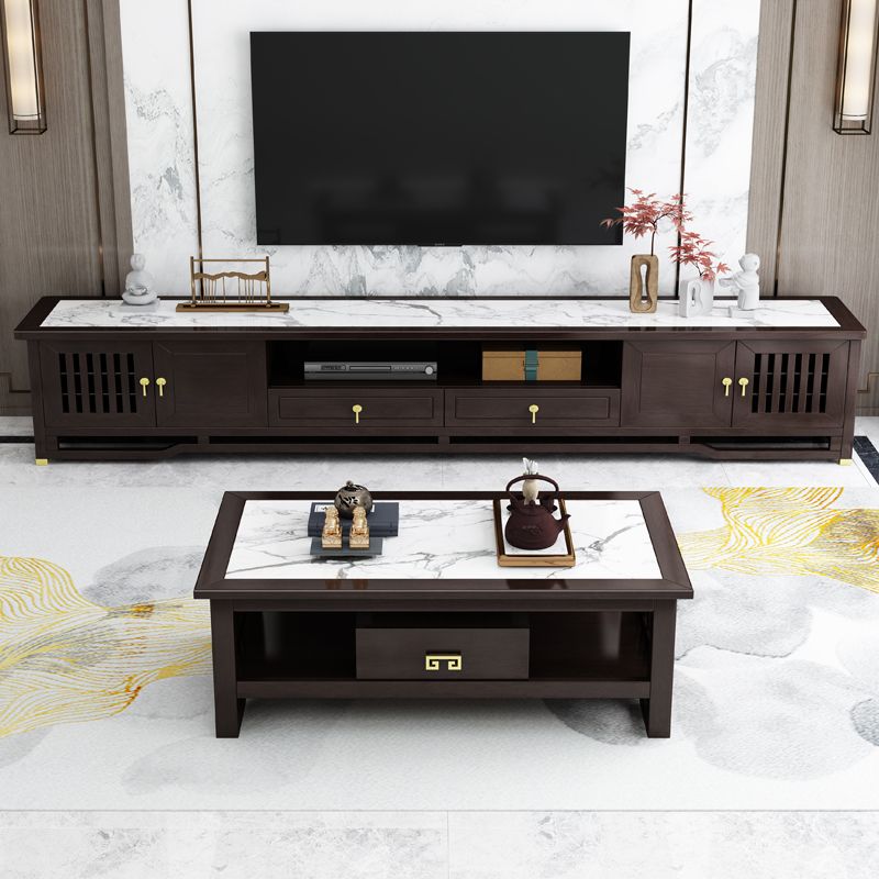 New Chinese Solid Wood TV Cabinet Modern and Simple Storage in Living Room TV Console