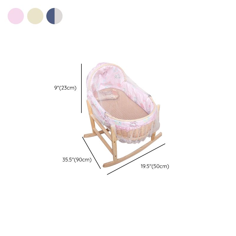 Solid Wood Oval Bassinet Rocking and Gliding Crib Cradle for Baby