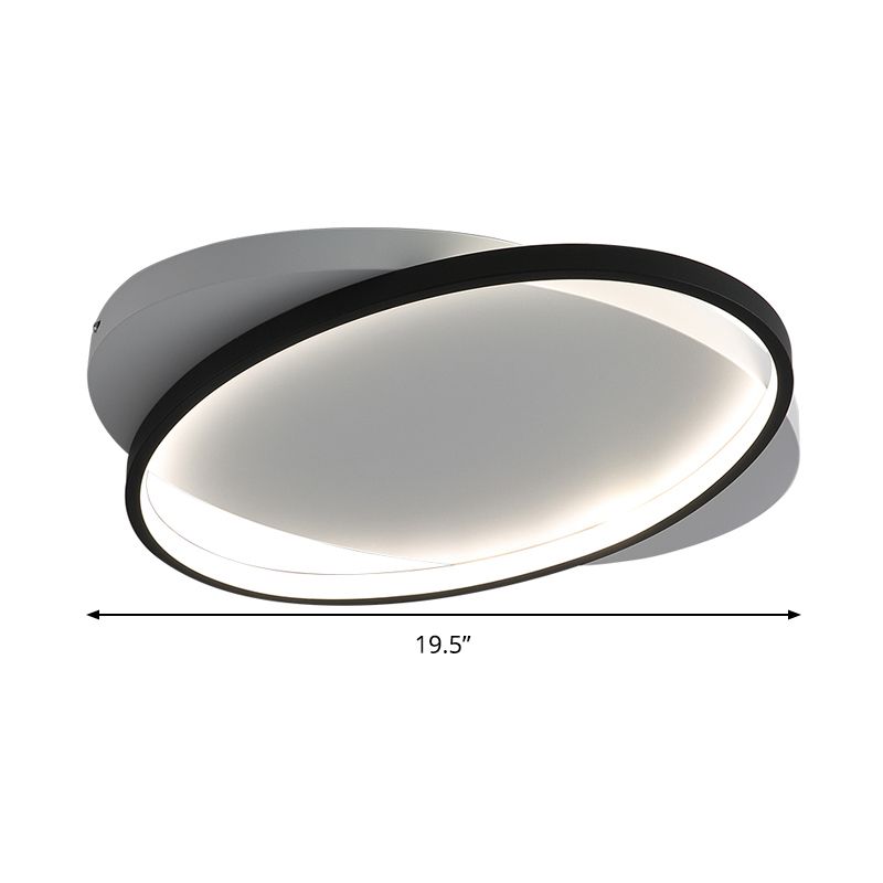 Black Oval Flush Mount Light Modern Acrylique 16 "/19.5" Wide LED Ceiling Lamp in Warm / White Light