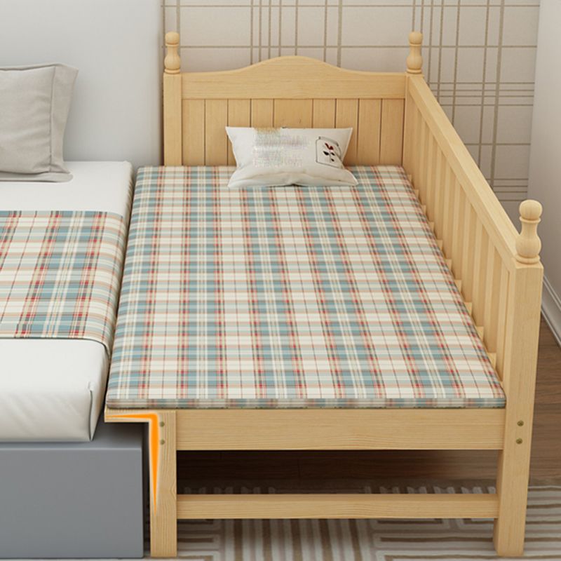 Solid Wood Kids Bed with Guardrails Modern Mattress Included Twin Bed